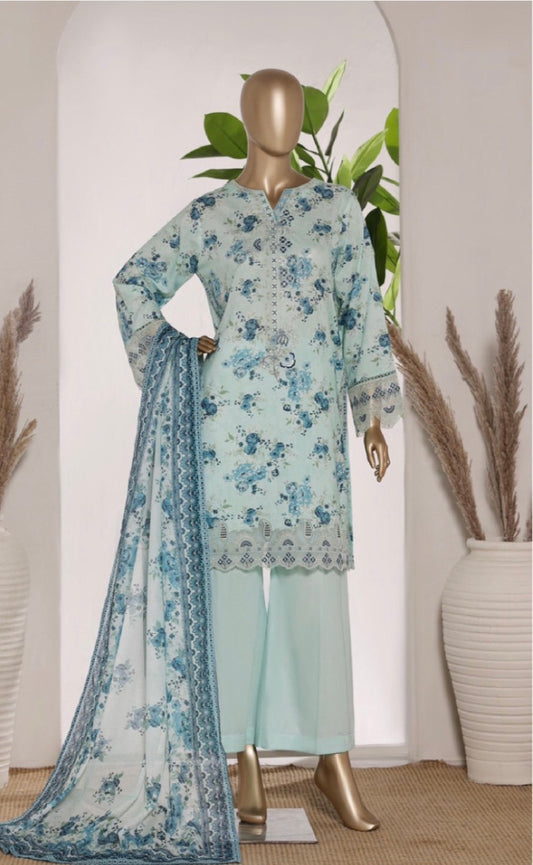 MCBS874-PREMIUM EMBROIDERED LAWN SUIT