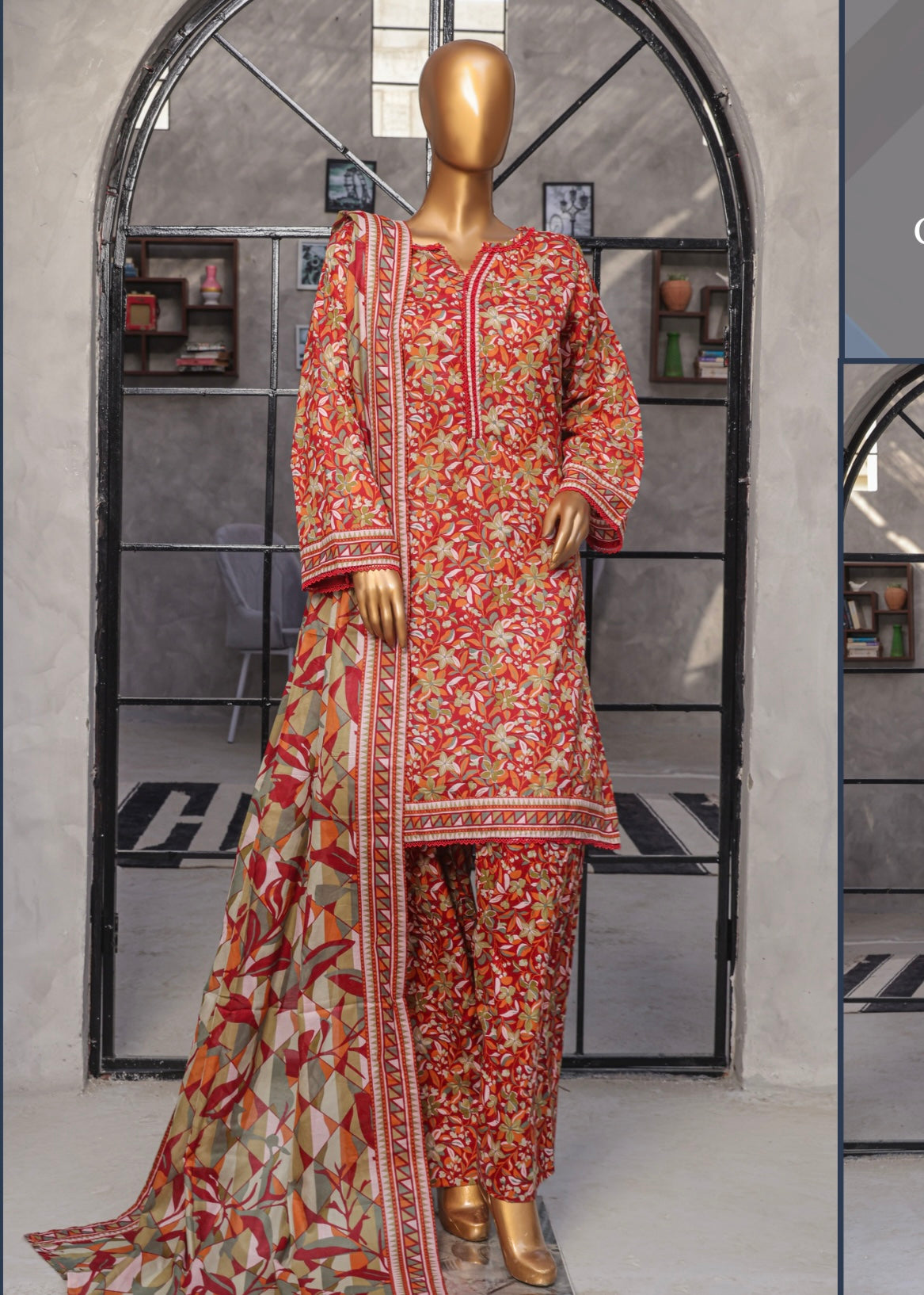 MCBSF208-PRINTED LAWN WITH FARSHI SHALWAR