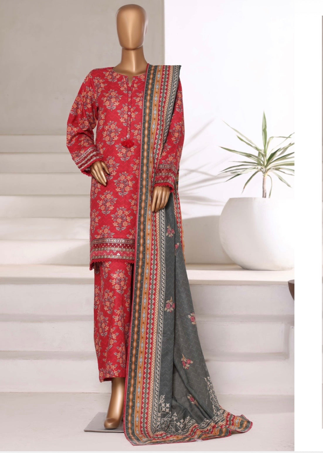MCSBW103-EMBROIDERED KHADDAR SUIT