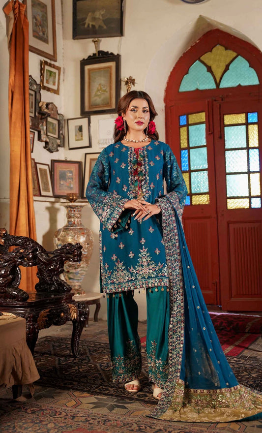 MCSA104-LUXURY EMBROIDERED CHIFFON SUIT