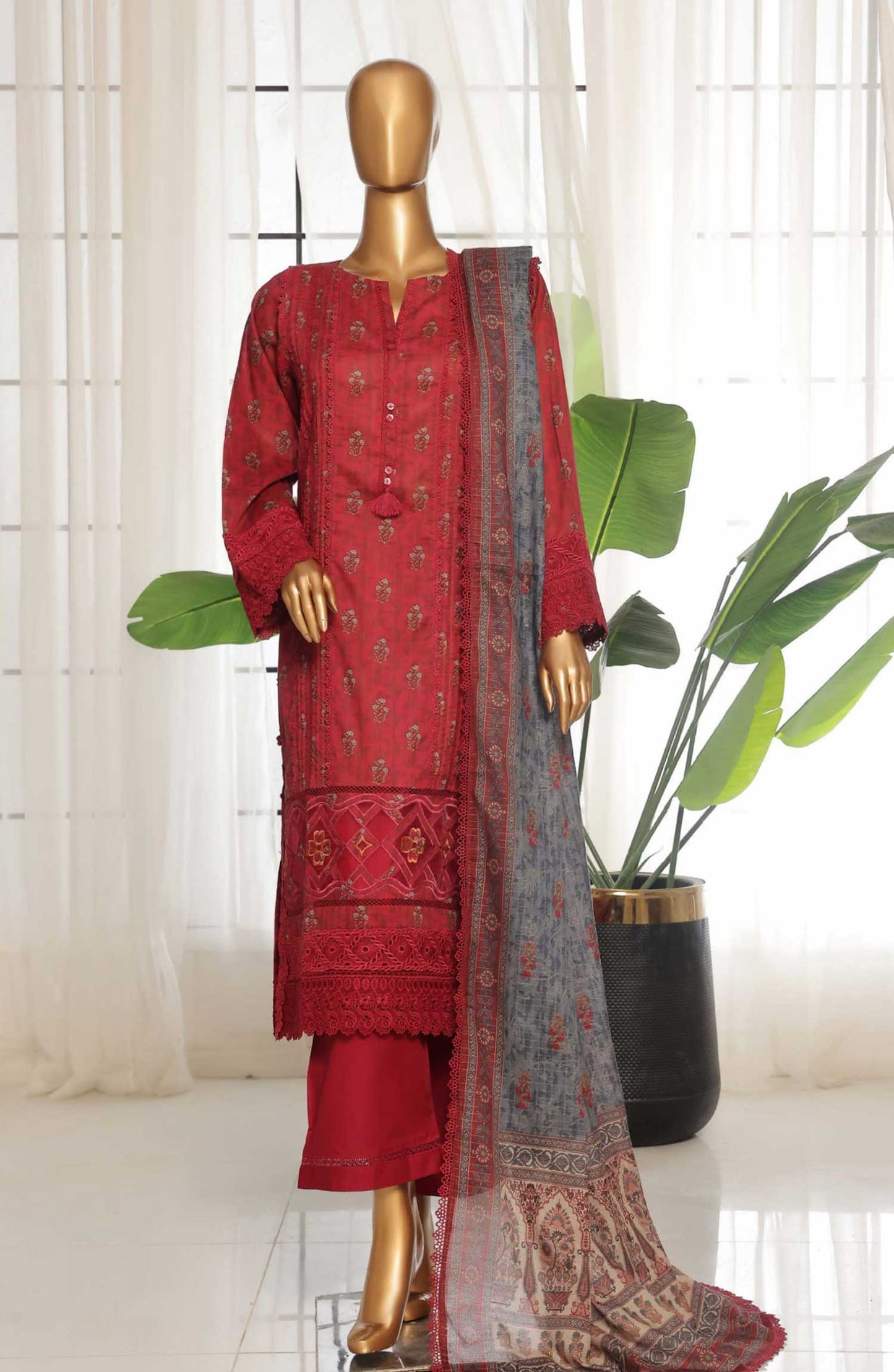 MCSB1015-EMBROIDERED LAWN SUIT