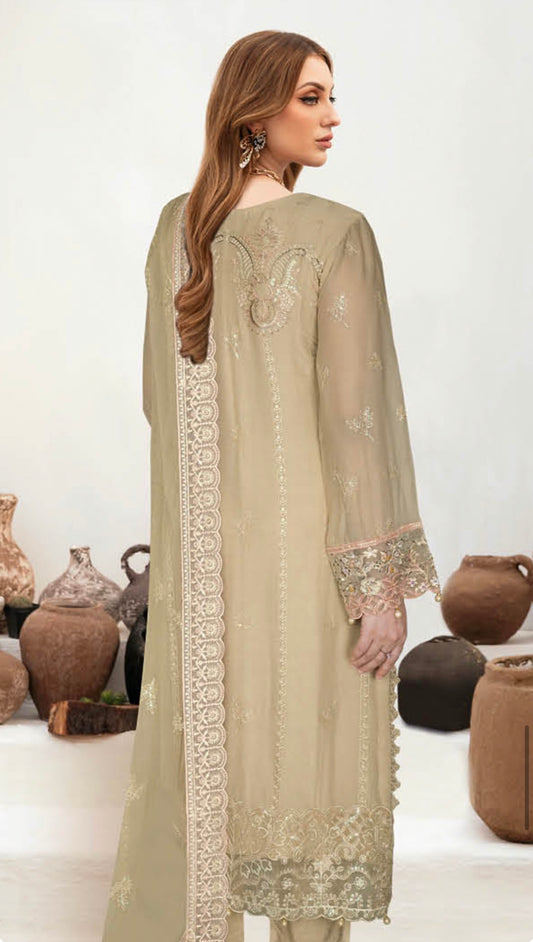 MCR205-PREMIUM CHIFFON EMBROIDERED SUIT