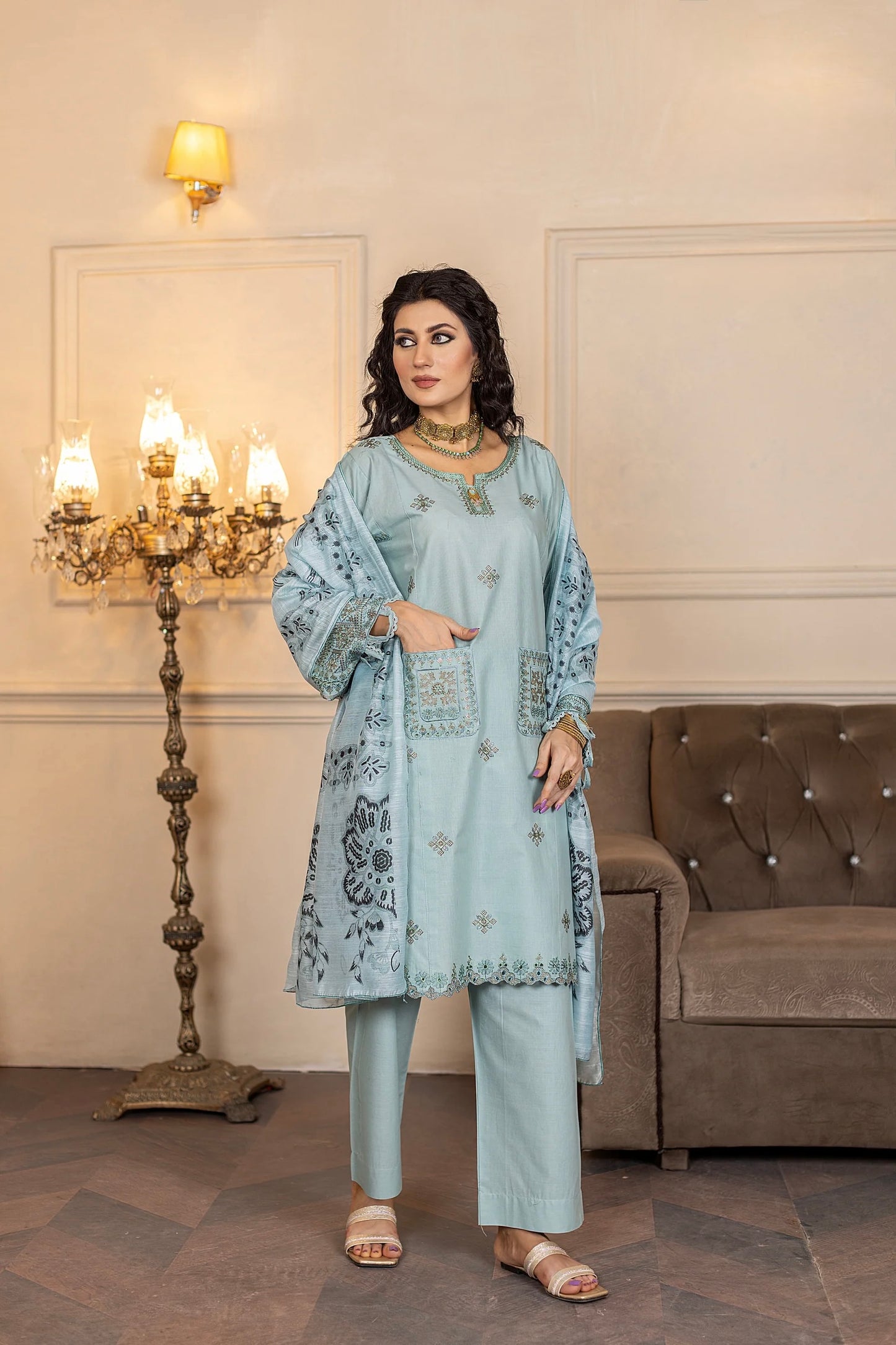 MCSE105-EMBROIDERED LAWN SUIT
