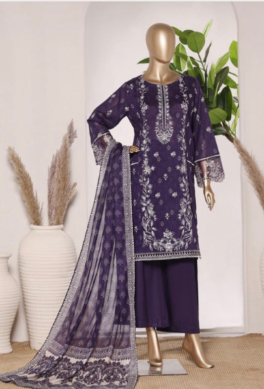 MCBS871-PREMIUM EMBROIDERED LAWN SUIT
