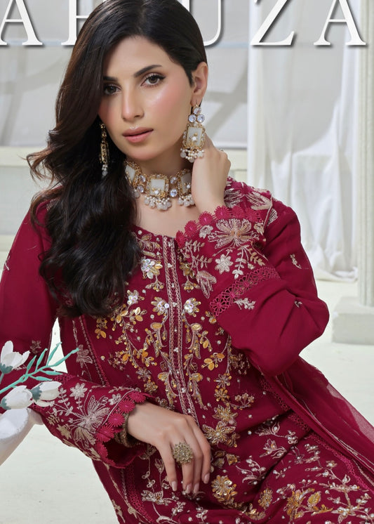 MCWU208-LUXURY CHIFFON EMBROIDERED SUITS