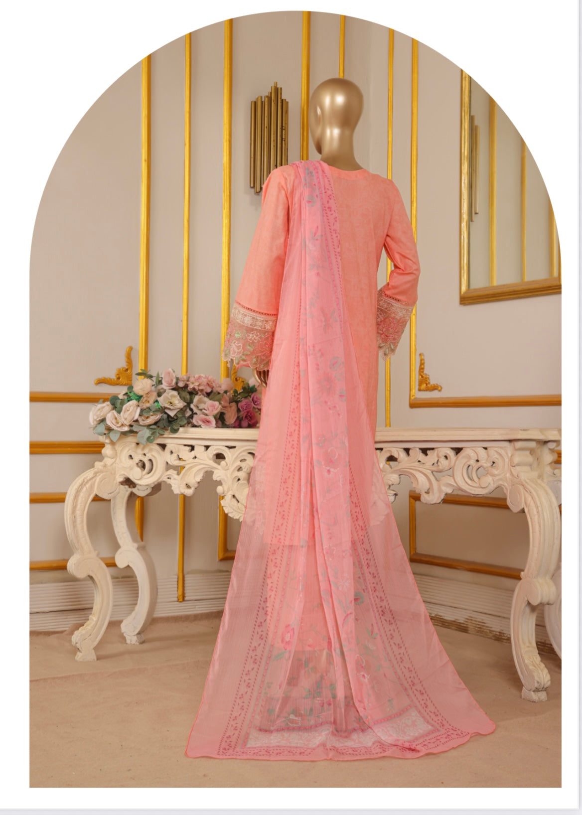 MCBS908-EMBROIDERED LAWN SUIT WITH CHIFFON DUPATTA