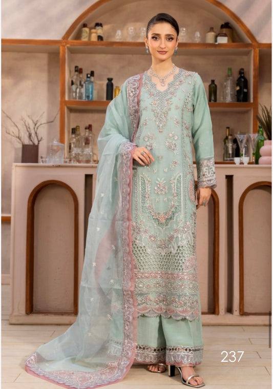 MCH120-LUXURY EMBROIDERED ORGANZA SUIT