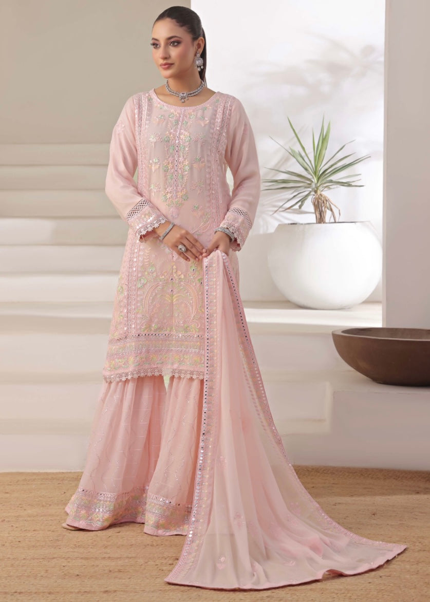 MCWU103-CHIFFON EMBROIDERED GHARARA COLLECTION