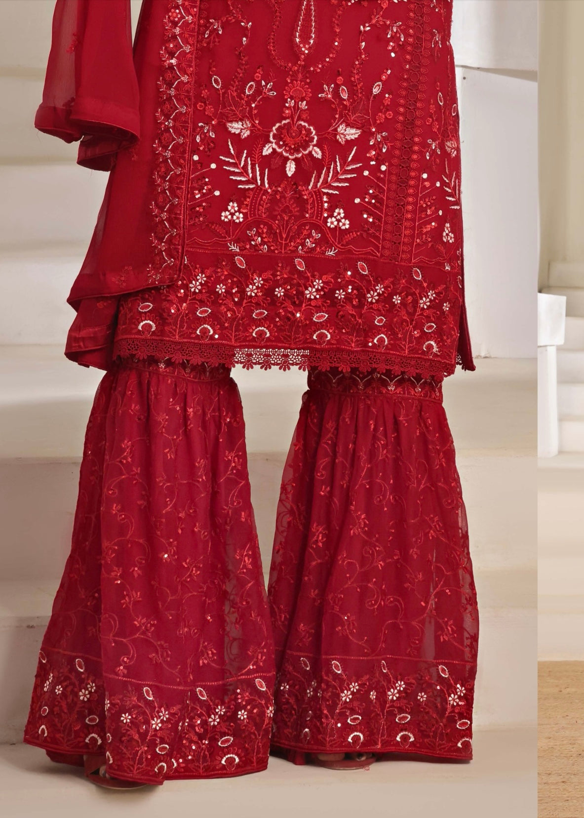 MCWU104-CHIFFON EMBROIDERED GHARARA COLLECTION