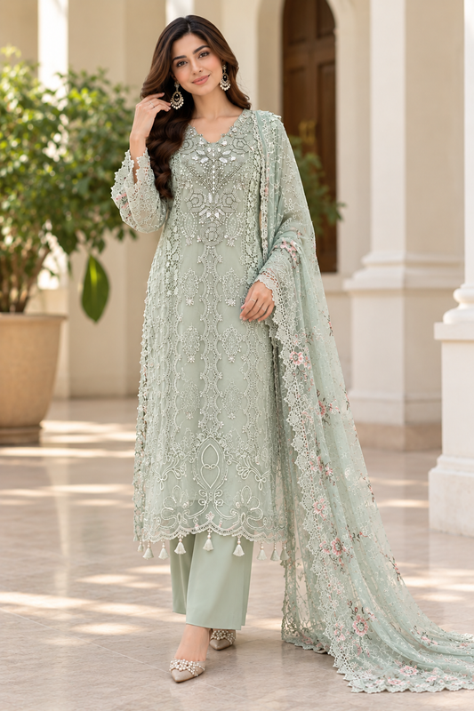 MCAL132-LUXURY CHIFFON SUIT