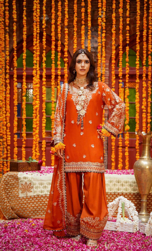 MCSA107-LUXURY EMBROIDERED CHIFFON SUIT