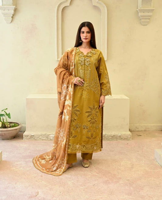 MCHA126-PREMIUM EMBROIDERED COTTON SUIT