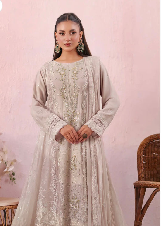 MCWU112-CHIFFON EMBROIDERED GOWN SUIT