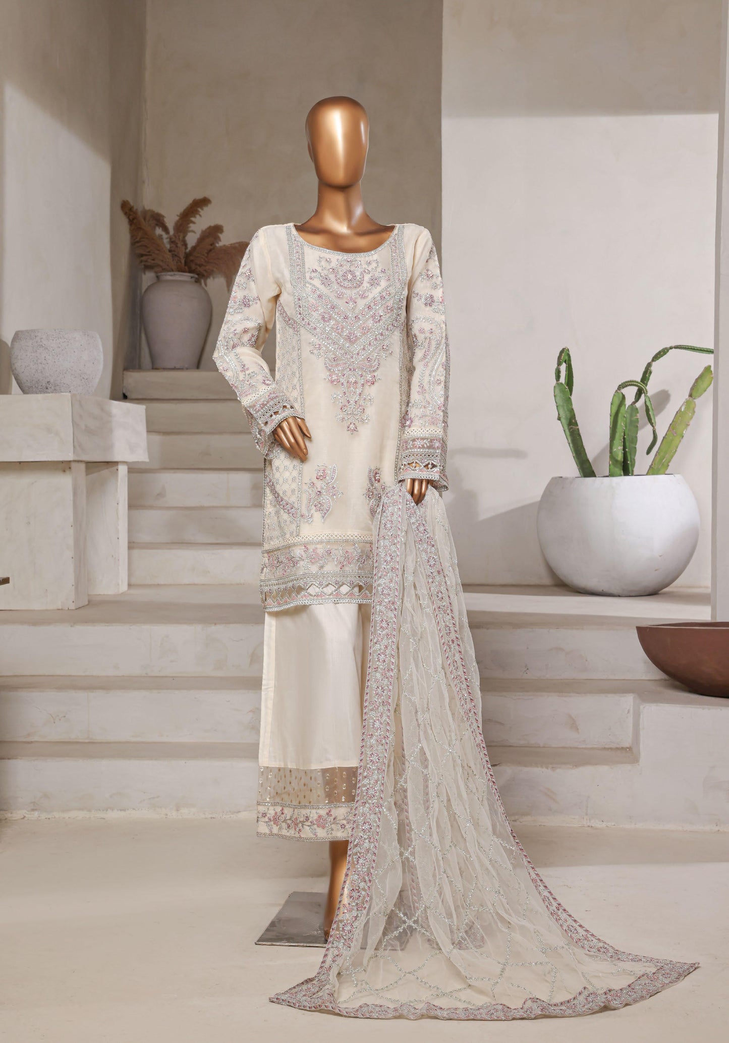 MCMHP103-LUXURY EMBROIDERED ORGANZA SUIT