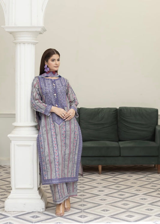 MCHA113-PREMIUM EMBROIDERED COTTON SUIT