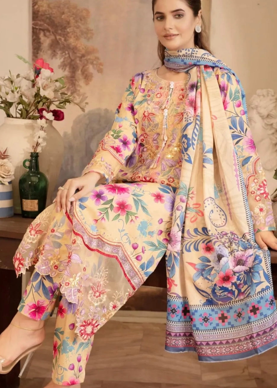 MCMH105-EMBROIDERED LAWN SUIT