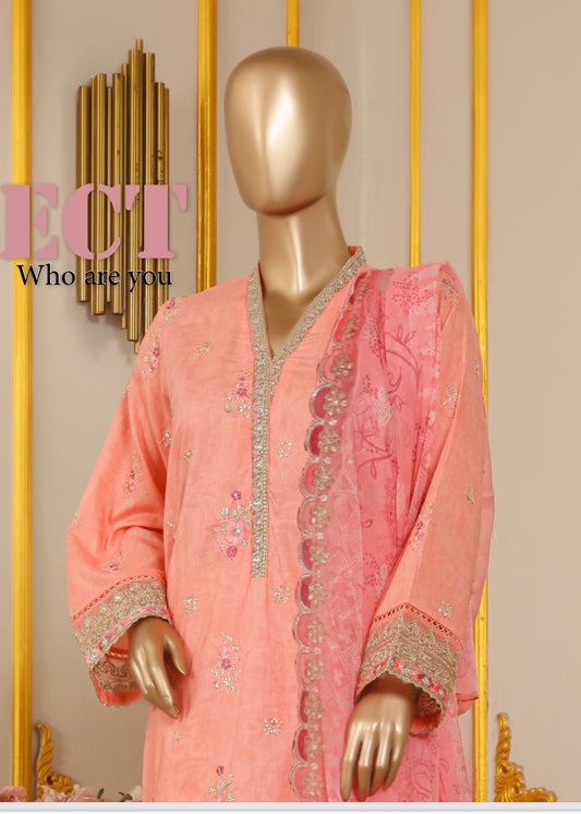 MCBS902-EMBROIDERED LAWN SUIT WITH CHIFFON DUPATTA