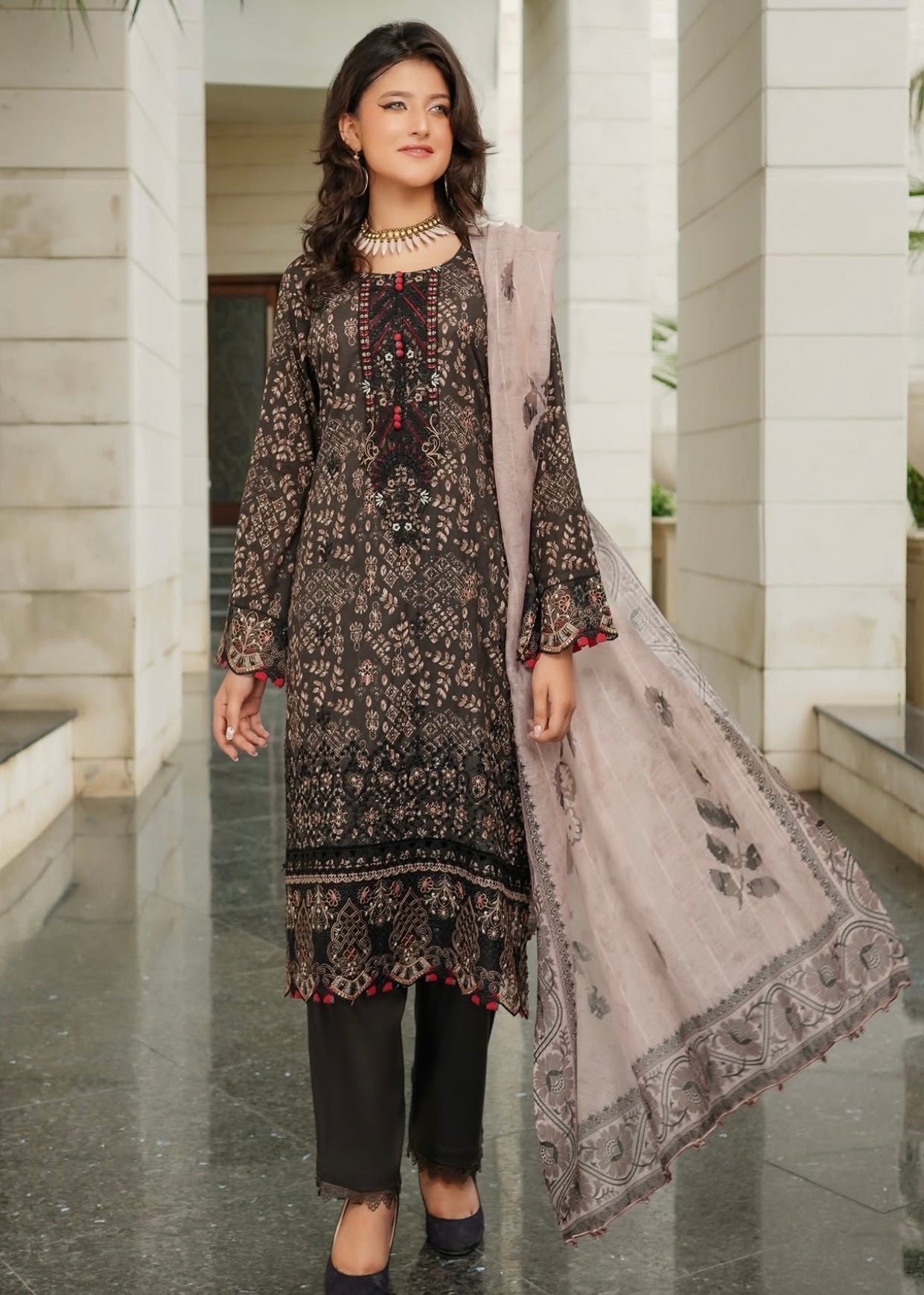 MCMR505-EMBROIDERED LAWN SUIT