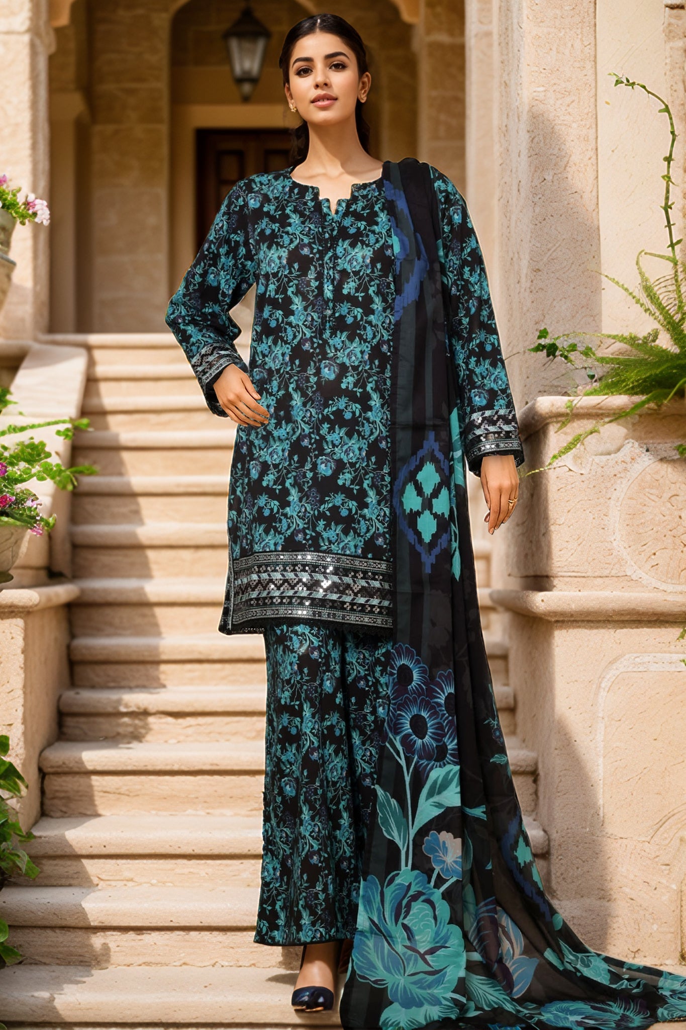 MCSBS106-PREMIUM EMBROIDERED LAWN SUIT