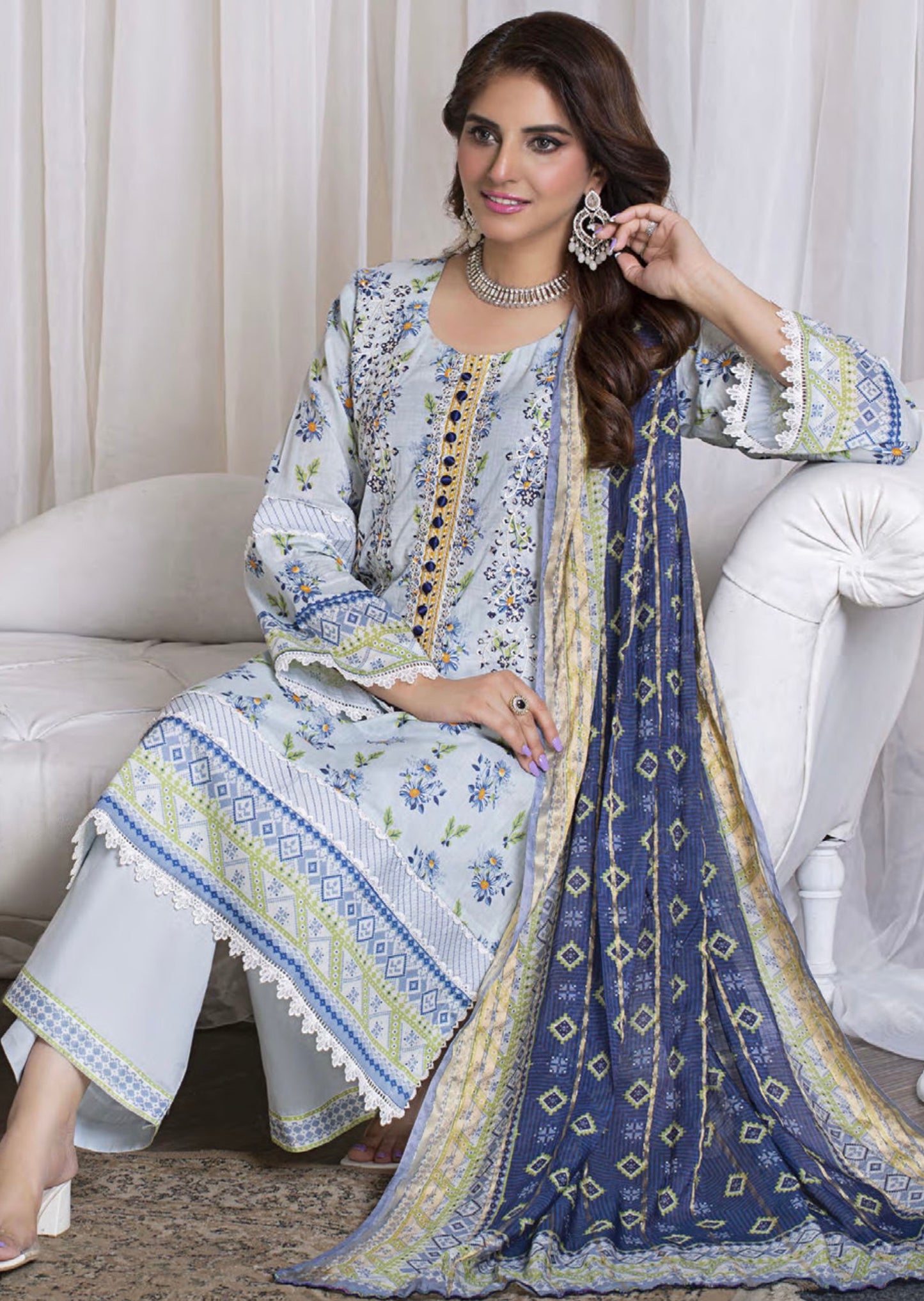 MCPKM1003-3 PIECE EMBROIDERED LAWN COLLECTION