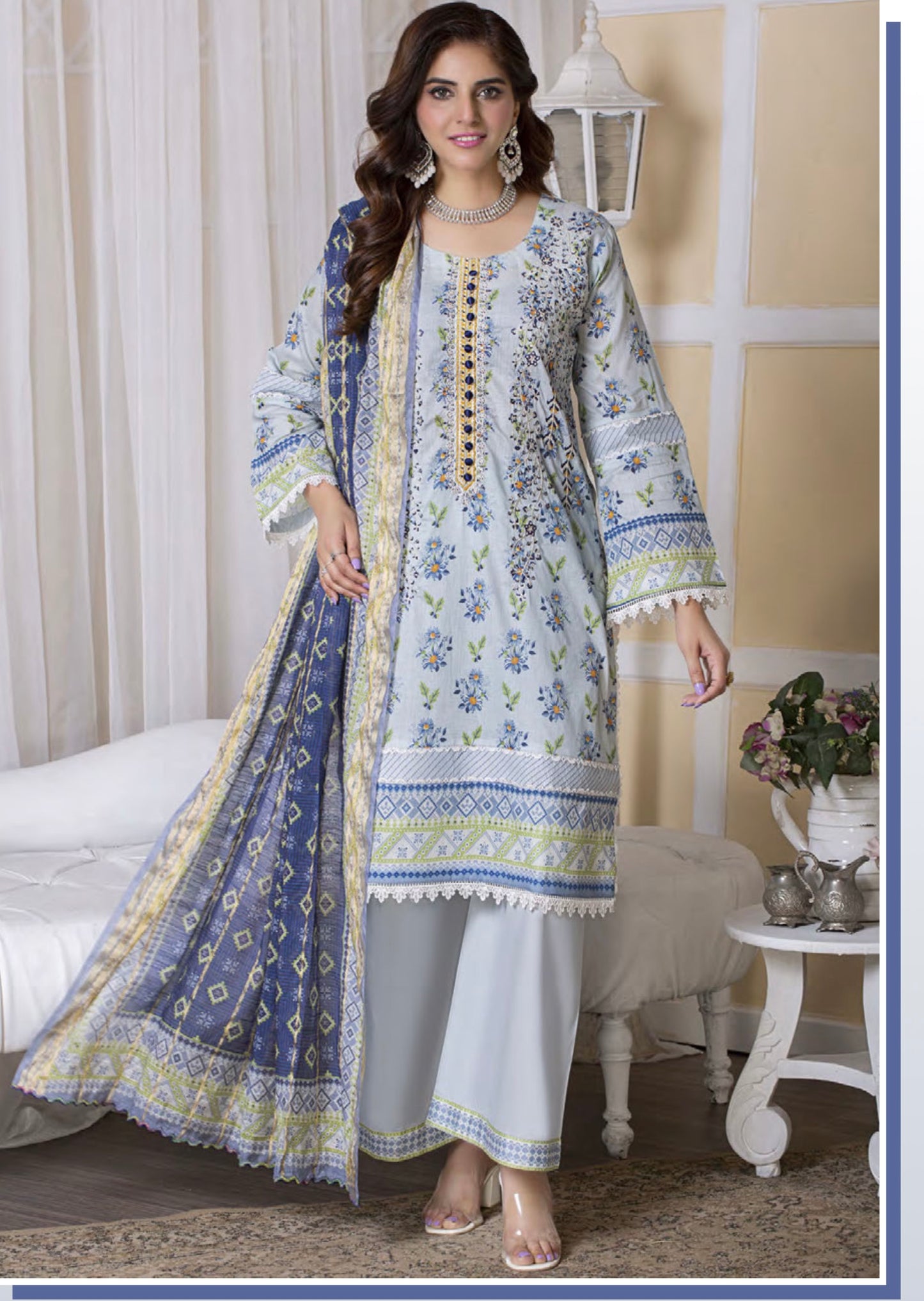MCPKM1003-3 PIECE EMBROIDERED LAWN COLLECTION