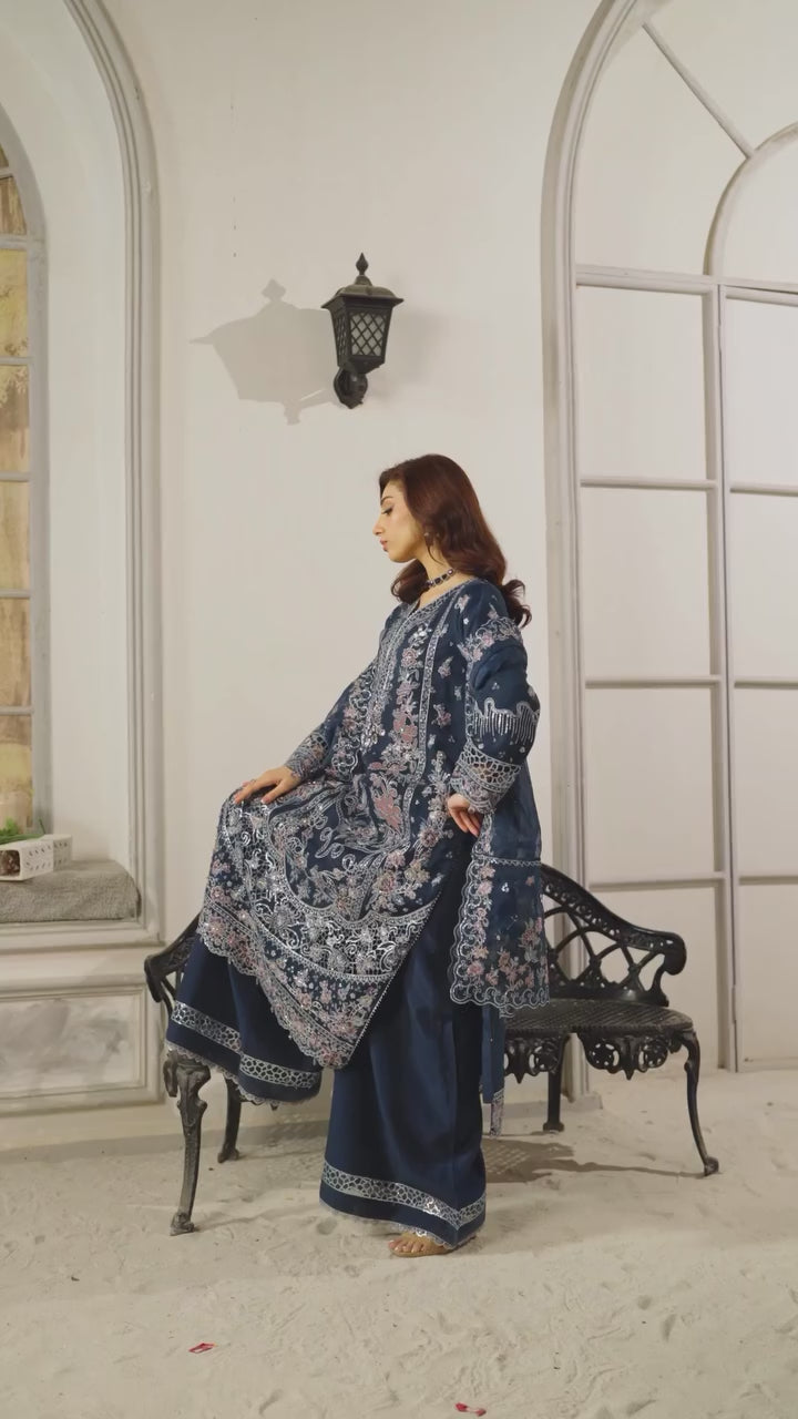 MCH104-LUXURY EMBROIDERED ORGANZA SUIT